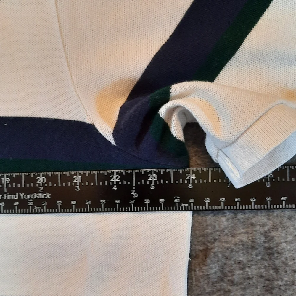 Polo Ralph Lauren Shirt Mens XXL White Striped Polo Golf Sporty Preppy Custom